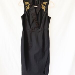 Altuzarra x Target Dress Black Tuxedo Gold Crane Womens Sheath Sleeveless Size 2